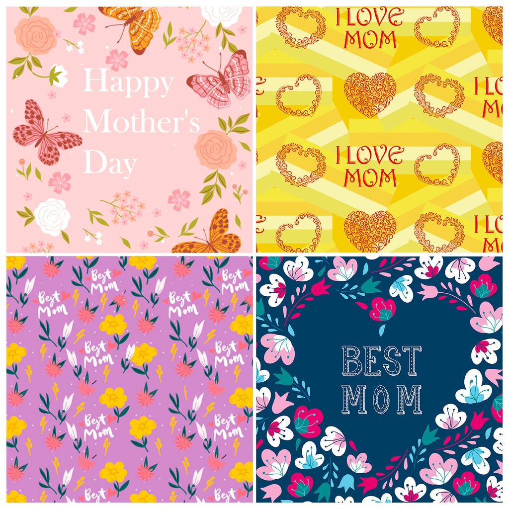 12 Mother'S Day Congratulations, Warm-Colored Backing Paper, Holiday Decorative Handbook Material Paper