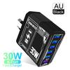30 Вт 6-портовый USB-адаптер для быстрой зарядки QC3.0 - вилки EU, US, UK, AU