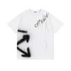 Off-White 2025 Spring/Summer New Style Inkjet Arrow Pattern Round Neck Hooded Short Sleeved Men's and Women's T-shirts