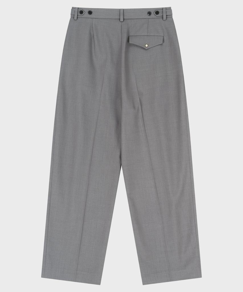 NOIRER 80S Classic One-Pleat Wide Slacks (Gray)