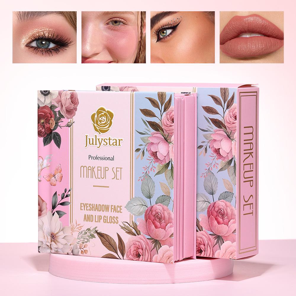 JULYSTAR Профессиональная книга макияжа Все-в-одном Полный набор косметики для лица Тени для век Хайлайтер Румяна Контур и Блеск для губ Подарочный набор для женщин