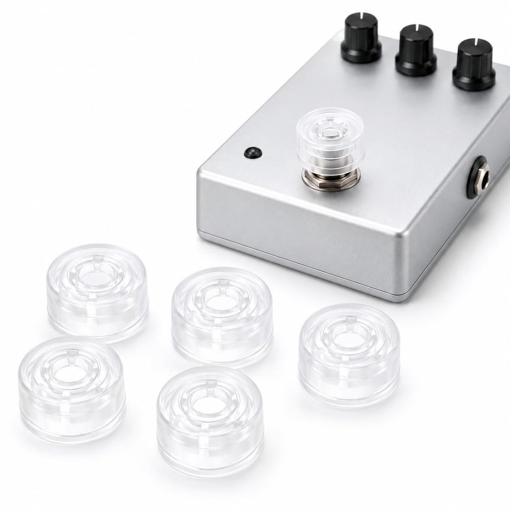 No-brand product Guitar effects pedal footswitch pack of caps, clear, 5.