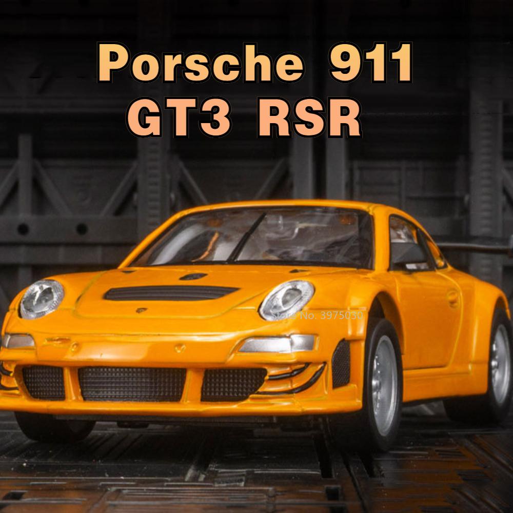 1/32 литой под давлением Porsche 911 GT3 RSR спортивная модель автомобиля игрушка со звуком и светом инерционные функциональные игрушки для мальчика подарок на день рождения