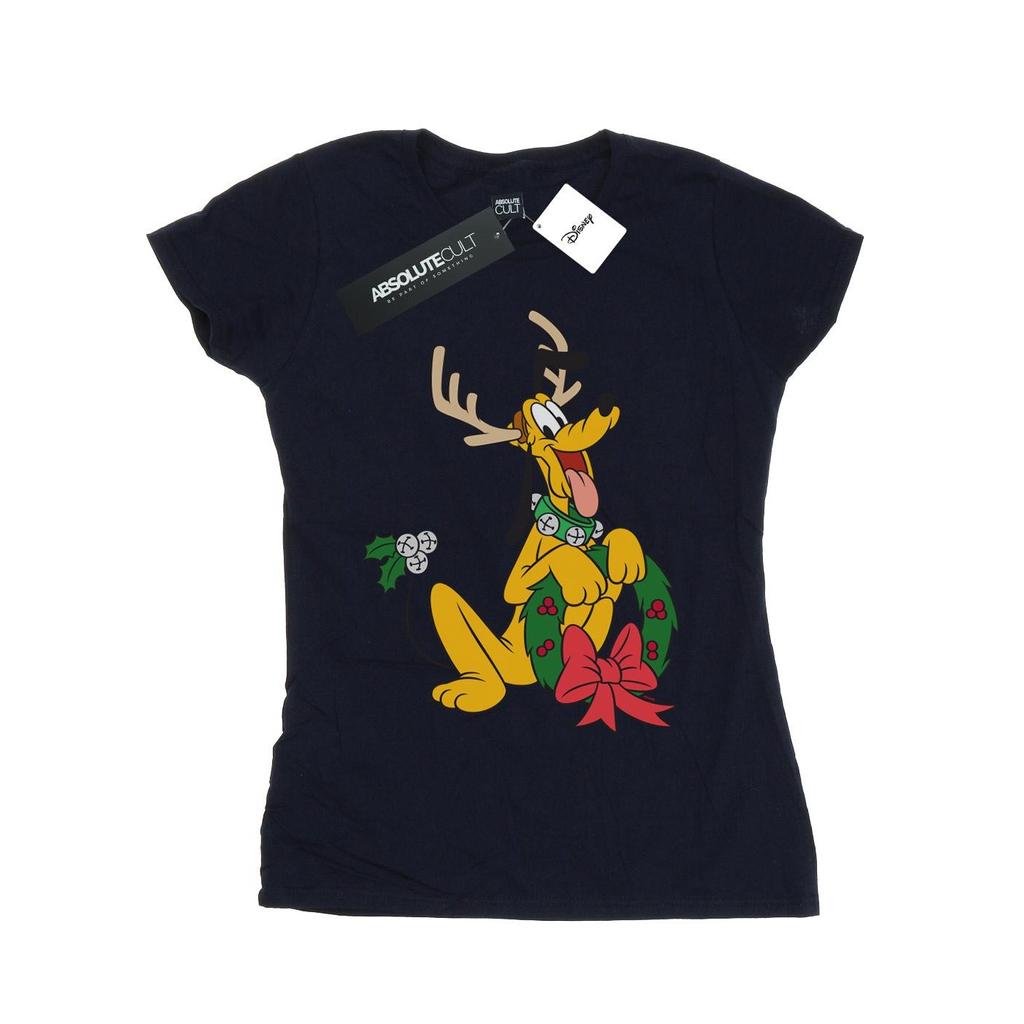Disney Womens/Ladies Pluto Christmas Reindeer Cotton T-Shirt