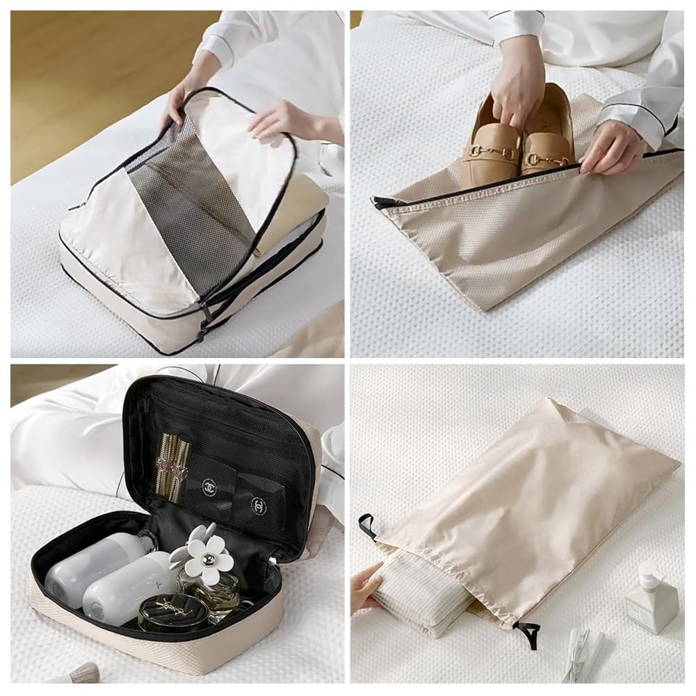 Travel Pouch Compression 6 Piece Set Stylish Travel Storage Pouch Convenient Goods Cute Toiletries Storage Bag Subdivision Sorting Packing Travel