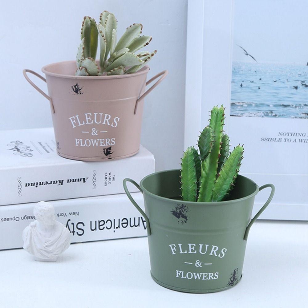 Ремесленное Железное Кашпо Декоративное Ведро для Цветов Украшение Круглый Цветочный Горшок Цветочная Композиция