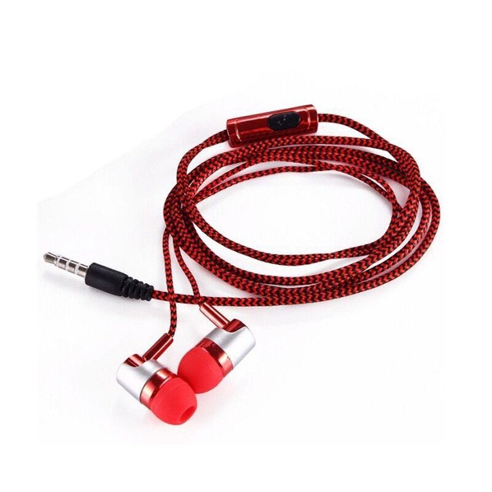Braided Cord Weave Cable Wired Control 3.5mm Jack Earphone Earbuds In-ear Headset Wired Eraphone