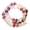 Natural Tiger Eye Amethyst Moonstone Gemstone Smooth Beads Necklace 17" UB-4283 UB-4283