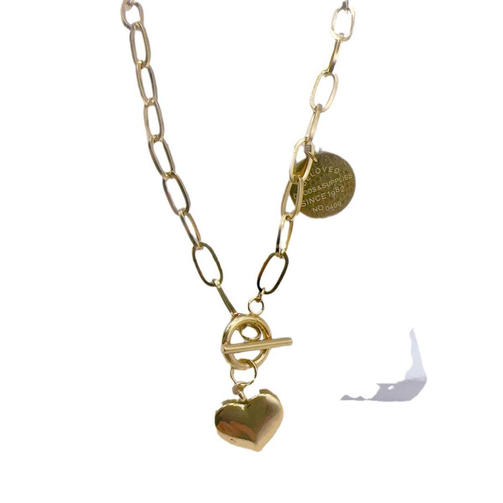 Европейское и американское титановое стальное толстое цепное колье-чокер с подвеской в виде сердца для женщин