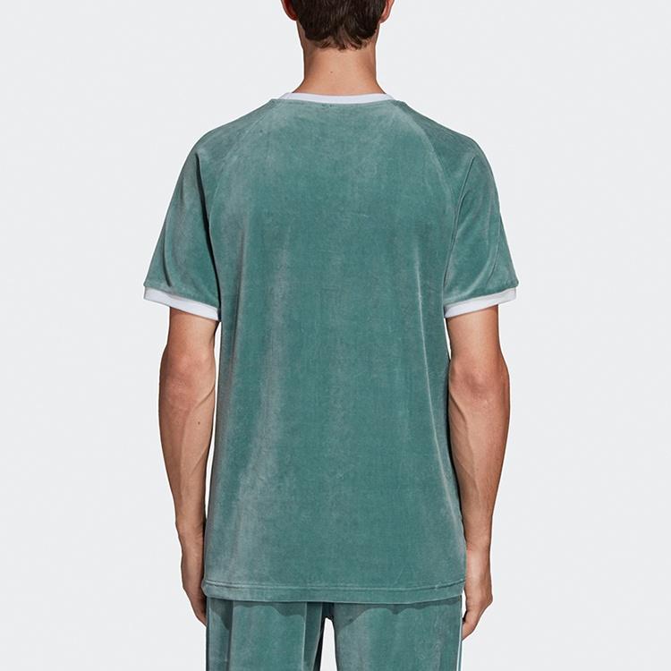 adidas originals Cozy Tee Casual Round Neck Loose Logo Stripe Short Sleeve Green Men's DV1623