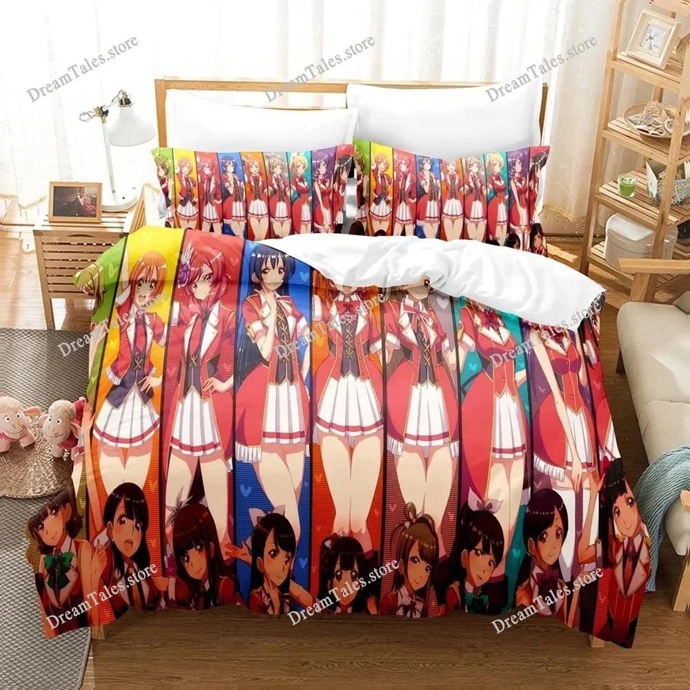 Love Live Фестиваль Идолов Колледжа Мультяшные Постеры Наволочки Пододеяльники Постельное Белье для Общежития Комплект Постельного Белья Мягкий Теплый Комплект Постельного Белья029