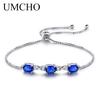 Three Sapphire 925 Silver Cubic Zirconia Adjustable Bracelet Custom Charm 925 Sterling Silver Bracelets