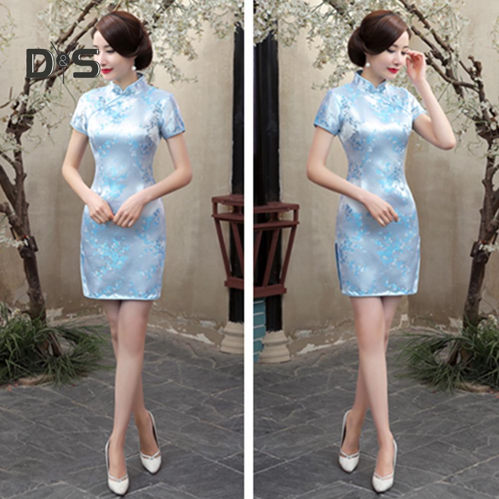 Женское мини платье в китайском стиле