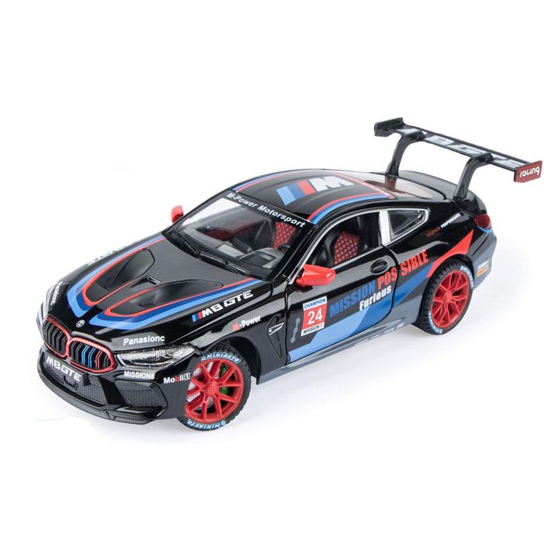 1/24 Scale M8 GTE Racing Diecast Car Model Toy, Pull Back Toy Vehicle with Sound and Light for Kids Toddler Boys Girls Gift Collection