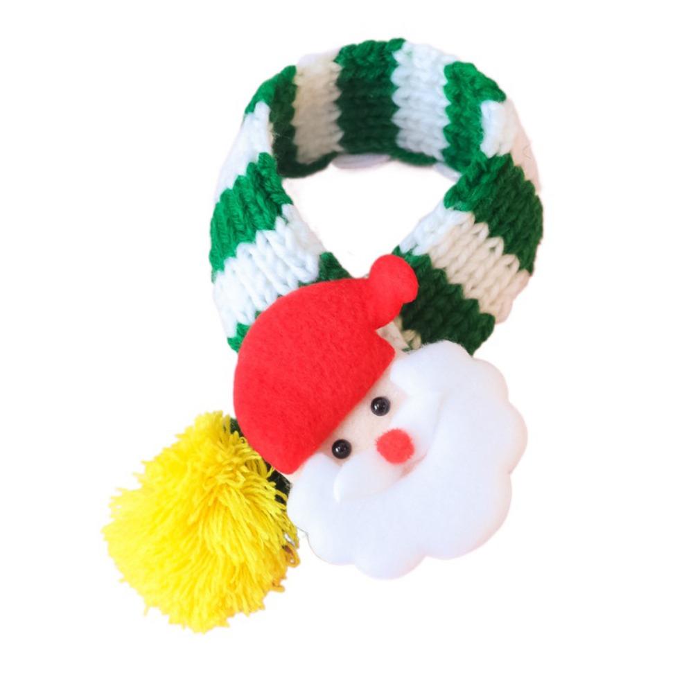 Теплый вязаный шарф для питомца в виде снеговика, зимний шарф для собаки в виде лося, шарф с цветными блоками для питомца, сохраняющий тепло