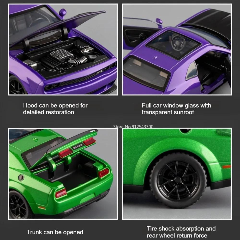 Масштаб 1:32 SRT Hellcat Viper Модель автомобиля Игрушка Амортизация Двери открываются Оттянуть назад Спортивные автомобили Модели Игрушки Металлические украшения