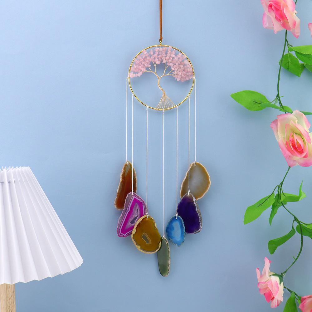 Агатовая пластина 'Древо Жизни' Кристальный Кулон - Ручная Работа T137