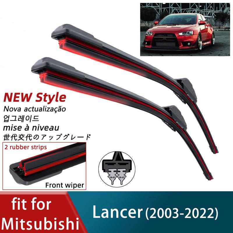Double Rubber Car Wipers for Mitsubishi Lancer Front Blades Brushes Cutter Automobiles Parts Accessories Windscreen Wiper Parts