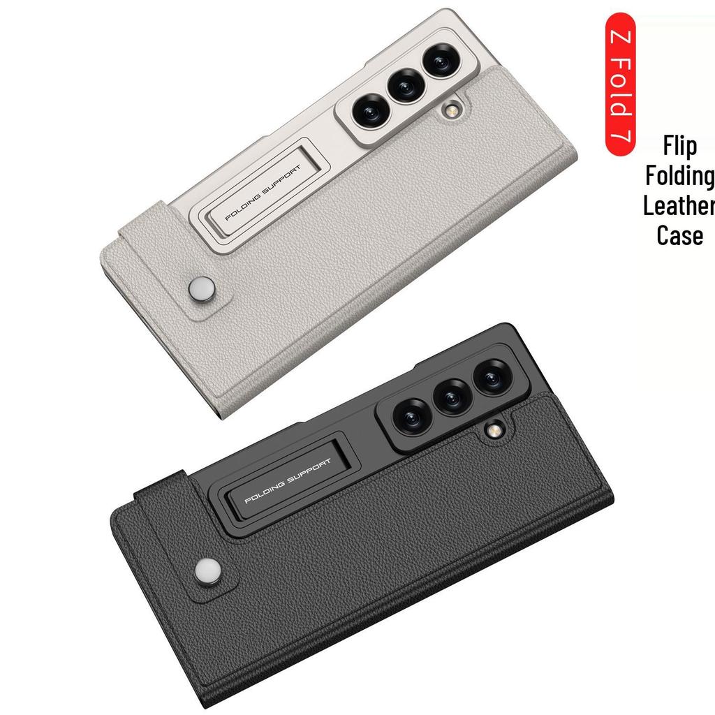 Кожаный чехол-книжка для Samsung Z Fold7: Модный встроенный защитный чехол