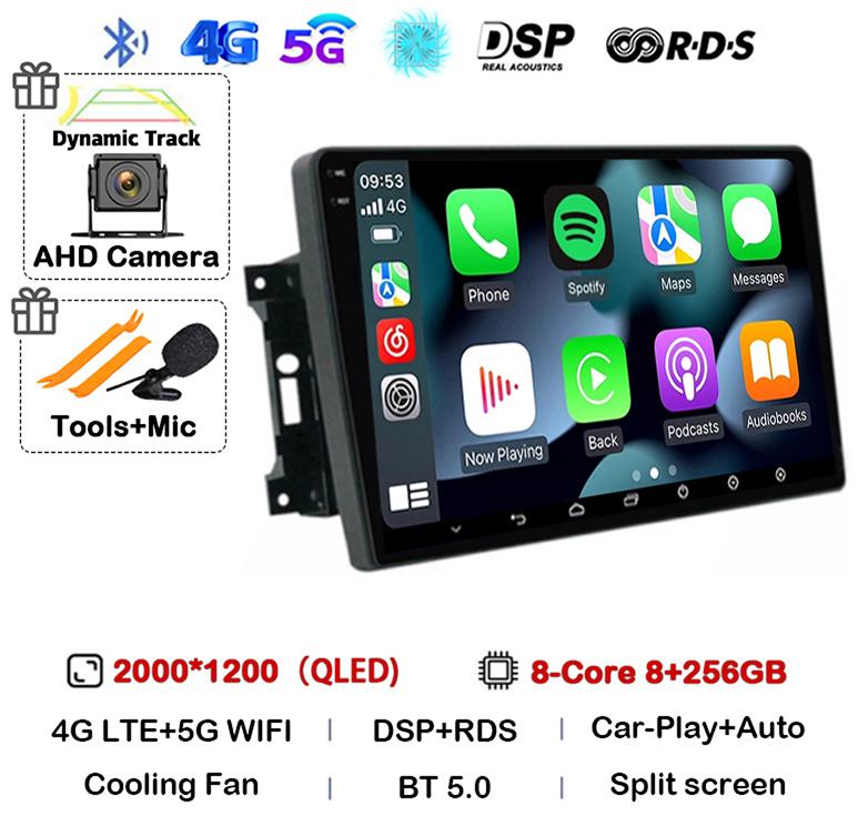 Android 14 Автомобильное радио для Jeep Compass Grand Cherokee Wrangler Chrysler Sebring Town Country Dodge Charger Мультимедиа Стерео 2din