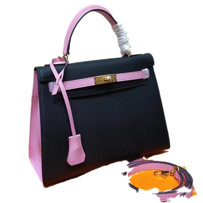 New Palm Pattern Head Layer Leather EP Leather Contrasting Color Blocked Handheld Single Shoulder Crossbody Bag Women's Bag