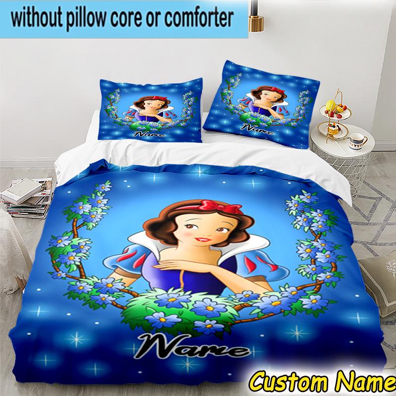 3PCS Custom Name Beautiful Princess Bedding Set Printed Duvet Cover Closure Includes 1 Duvet Cover & 2 Pillowcases for All Seasons Bedroom Decor