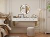 Vanity table, hanging, with 3 drawers, glass top, tablet holder and cup holder; white 120×40×45 cm (W×H×D) (without LED mirror)