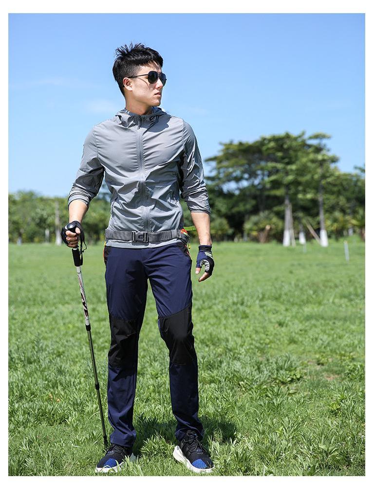 Мужские быстросохнущие ветрозащитные брюки для хайкинга - Тонкие, эластичные, дышащие, с защитой от солнца, больших размеров для занятий спортом на открытом воздухе и альпинизма.