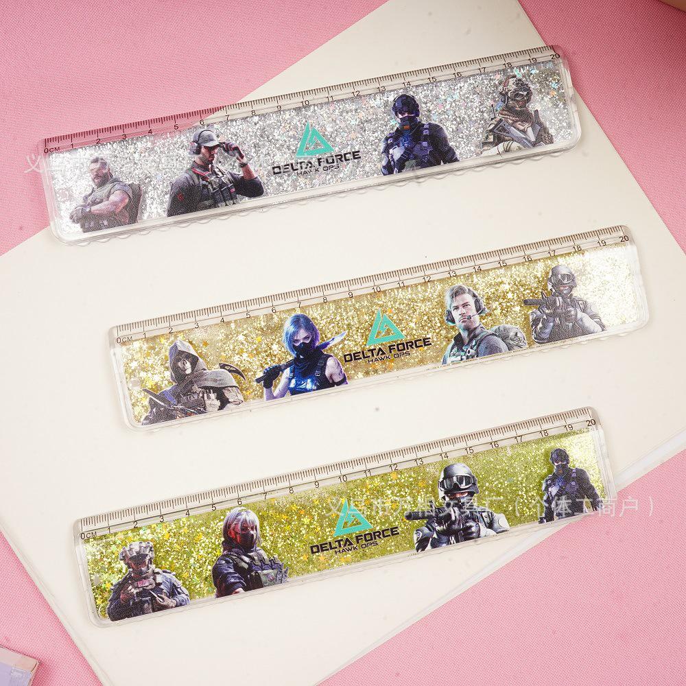 Delta Action Quick Sand Cartoon Ruler - Cute 20cm Straight Ruler for Kids and Students