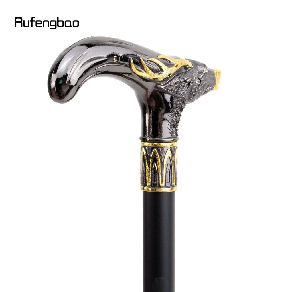 Golden Black Sika Deer Head Walking Cane Fashion Decorative Walking Stick Gentleman Elegant Cosplay Cane Knob Crosier 93cm