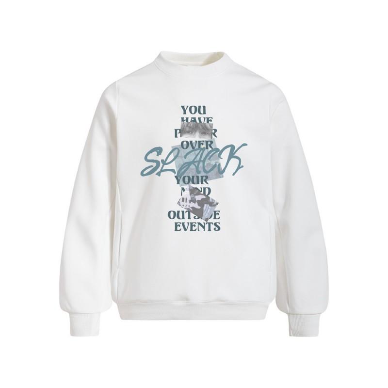 Mens Oversized Graphic Print Crewneck Sweatshirt With Side Pockets Casual Streetwear Fall