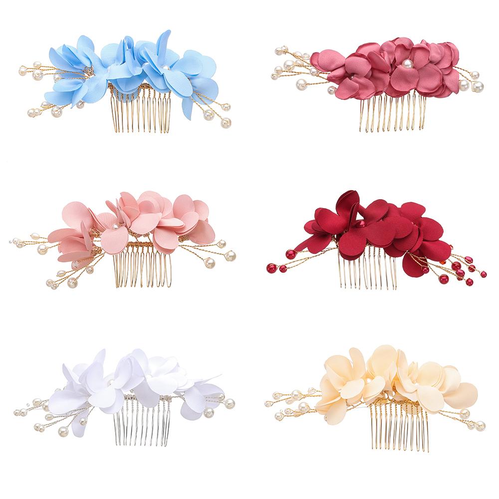 Романтические Свадебные Хрустальные Гребни для Волос Тиара Подружки Невесты Красный Цветок Заколка для Волос Свадебные Зажимы