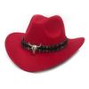 2023 Retro Wool Women Men Hollow Western Cowboy Hat Roll-up Wide Brim Cowgirl Jazz Sombrero CapTassel Tauren Ribbon