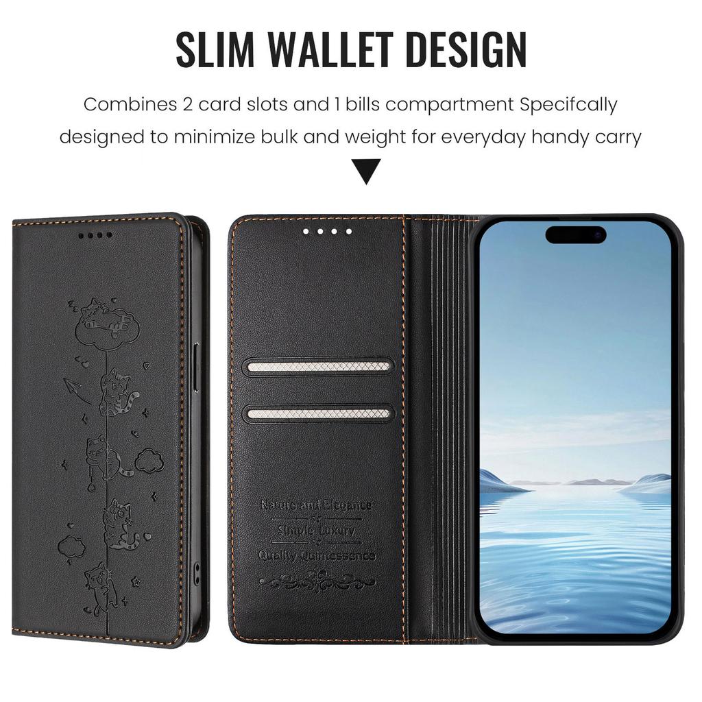 For Oppo A6x 5G/Oppo A6 5G Case RFID Blocking Wallet Stand Imprinted Cat Pattern Leather Phone Cover