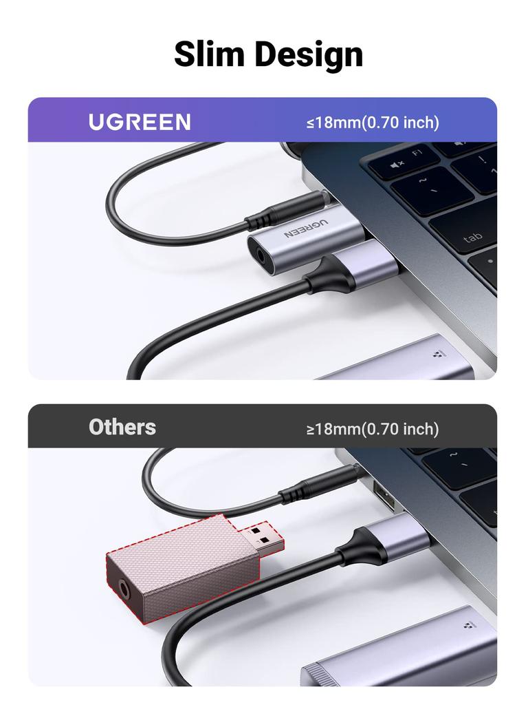 UGREEN USB-адаптер для наушников, внешняя звуковая карта, USB-адаптер для преобразования, встроенный терминал TRRS, прямой тип подключения, идеально подходит для PS5 3,5 мм
