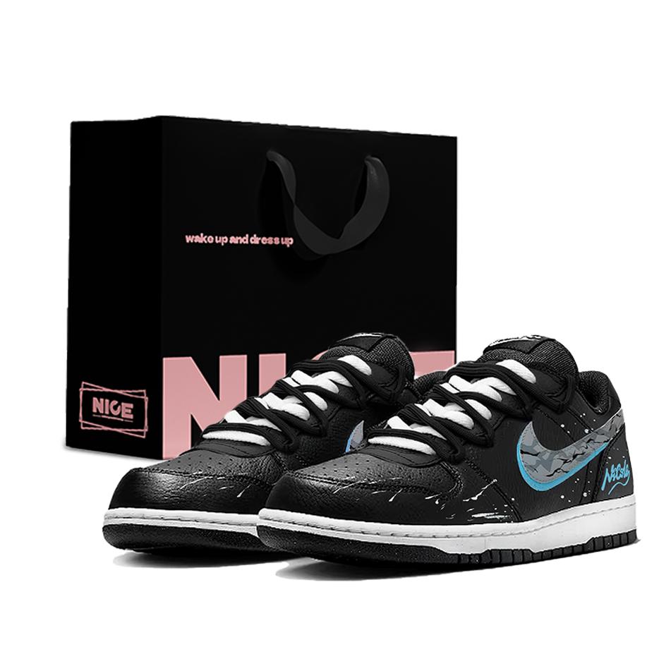 Nike Big Dark Night Aurora Low top Skateboard Shoes Men's Black 355152-016(Team1004-LD)