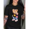 Cool Little Bear Print T-shirt Short Sleeve Crew Neck Casual Top for Summer Spring Women's Clothing Shirt