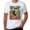 Autumn Bicycle Ride Tuxedo Cat T-Shirt T Shirt Man Plain Men T Shirt Cotton 100% T Shirt Man Casual T-Shirt