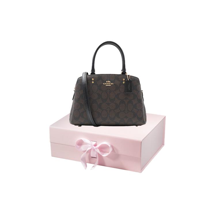 COACH Lillie Cow Leather Handbag, Shoulder Bag, Crossbody Bag Small Women's Dark Brown 91494-IMAA8