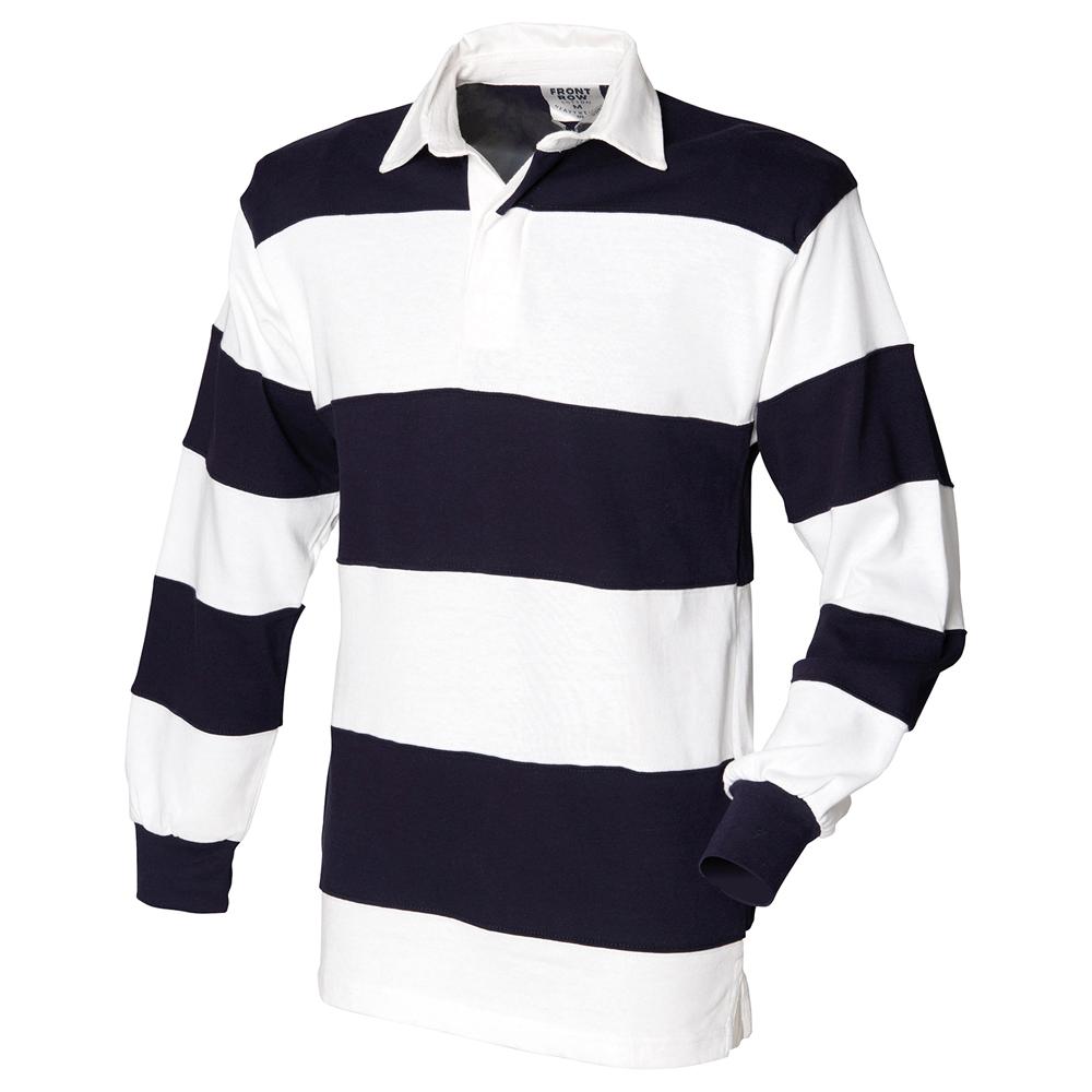 Front Row Mens Stripe Sewn Rugby Polo Shirt