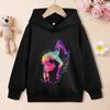 Kids Hooded Sweatshirt Rainbow Watercolor Gymnast Silhouette Splatter Art Print Pullover Autumn Winter Casual Sport Wear for Children Daily Use