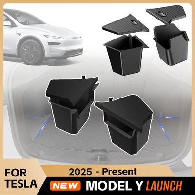 Для Tesla Model Y Juniper 2026 Боковой ящик для хранения в заднем багажнике Органайзер для груза Контейнер из ТПЭ Коврик с ворсом Разделительная панель Аксессуары