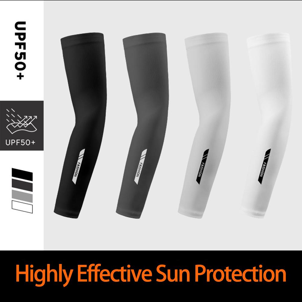 Summer Men's Cycling Arm Sleeves Sunscreen Ice Silk Driving Elastic Cool Arm Cover Fishing Hiking Breathable Sports Sleeves