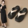 Thick-soled Flip-flops for Women's Outerwear 2025 Summer New Muffin Slope Heel Heel Silver Toe Beach Sandals