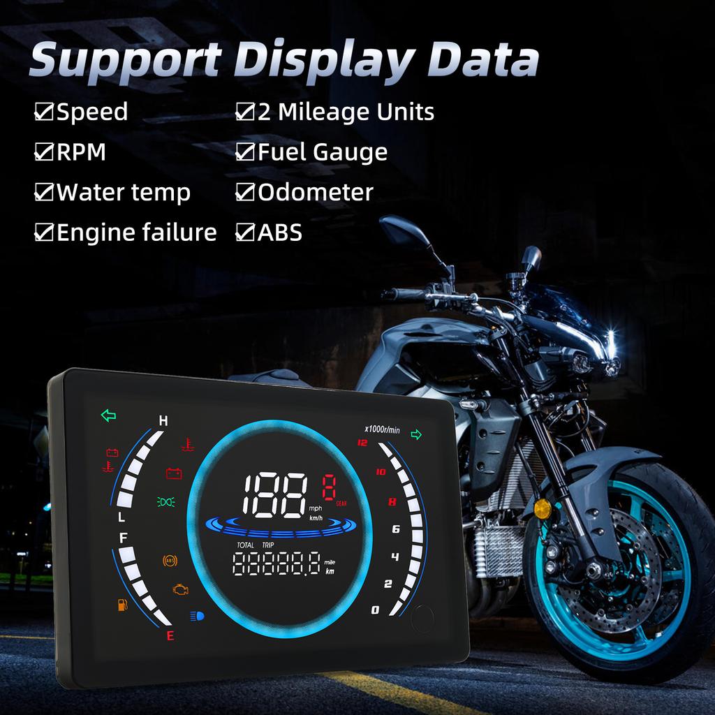 12 В Универсальная Большая ЖК-панель приборов для мотоцикла, спидометр, тахометр, мотоциклетный тахометр, топливная панель с датчиком, 199 км/ч, общий пробег