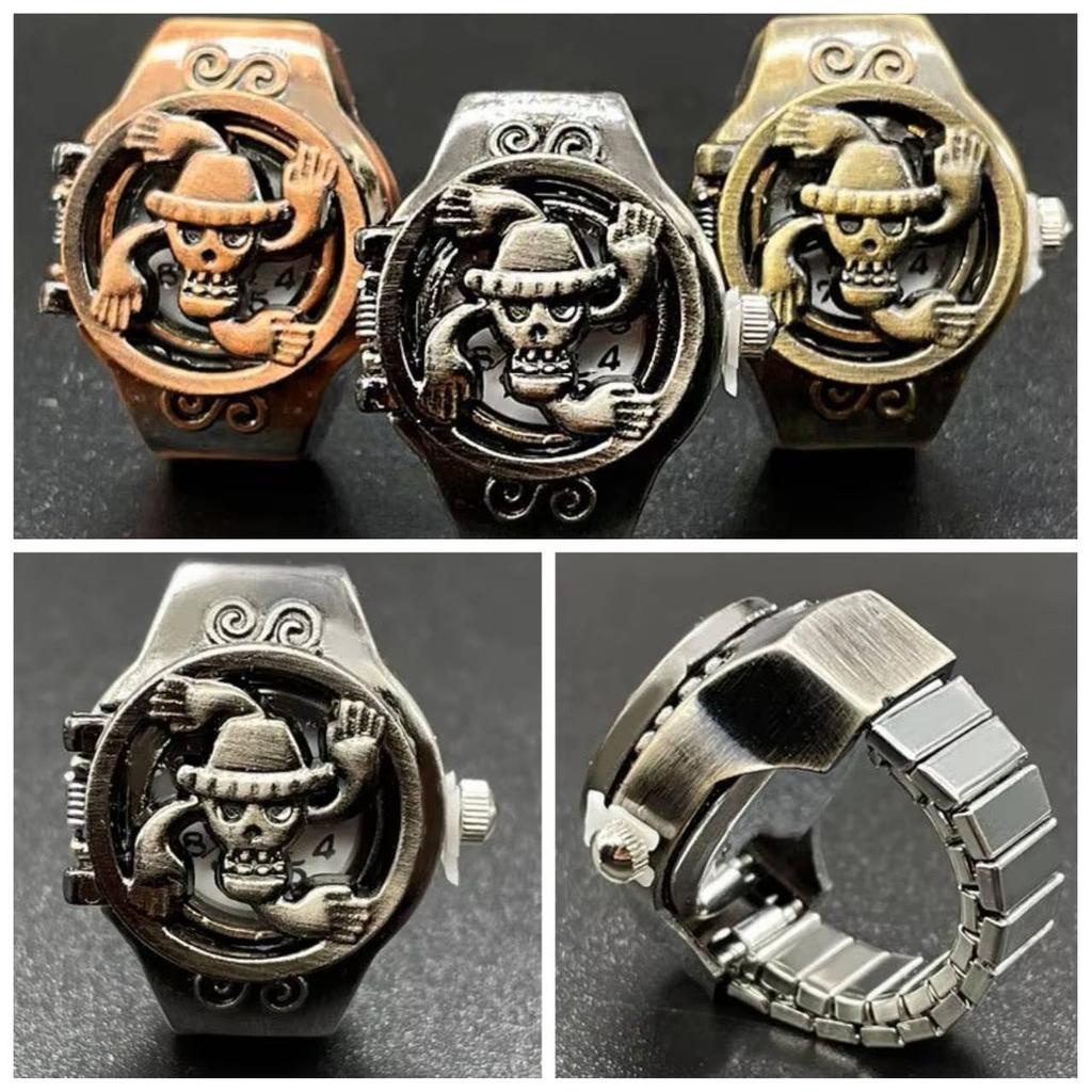 Луффи Фрэнки Робин Пират Япония Мультфильм Анимация Ребенок Кольцо на палец Часы Кварц Соломенная шляпа Ювелирное изделие Подарок Регулируемый Серебро Бронза Медь