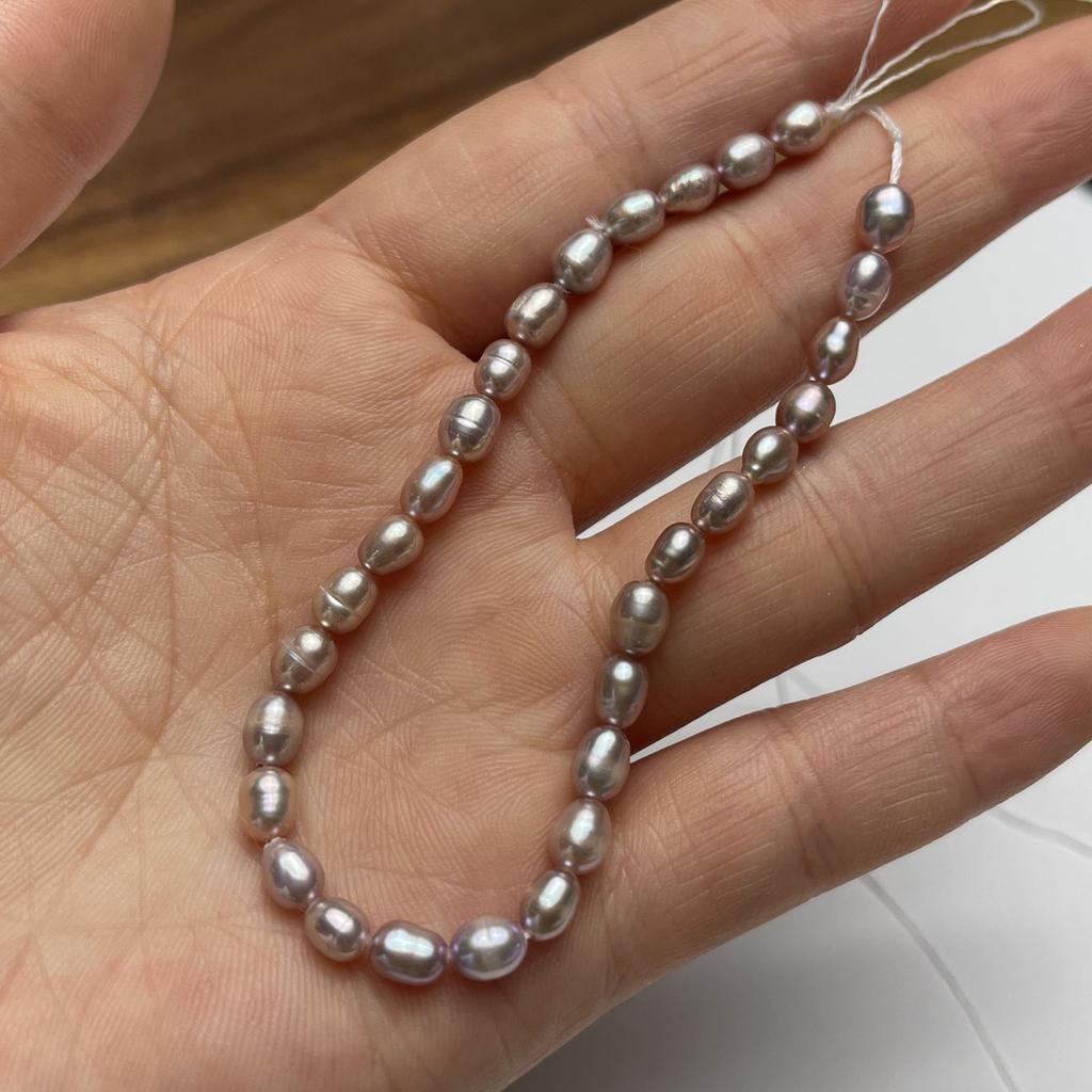 1 нить, Фиолетовый натуральный пресноводный жемчуг, Ручная работа, Бусины из риса для изготовления ювелирных изделий, DIY, Ожерелья, Поделки, (Бусины 4-5 мм, Длина 18 см)