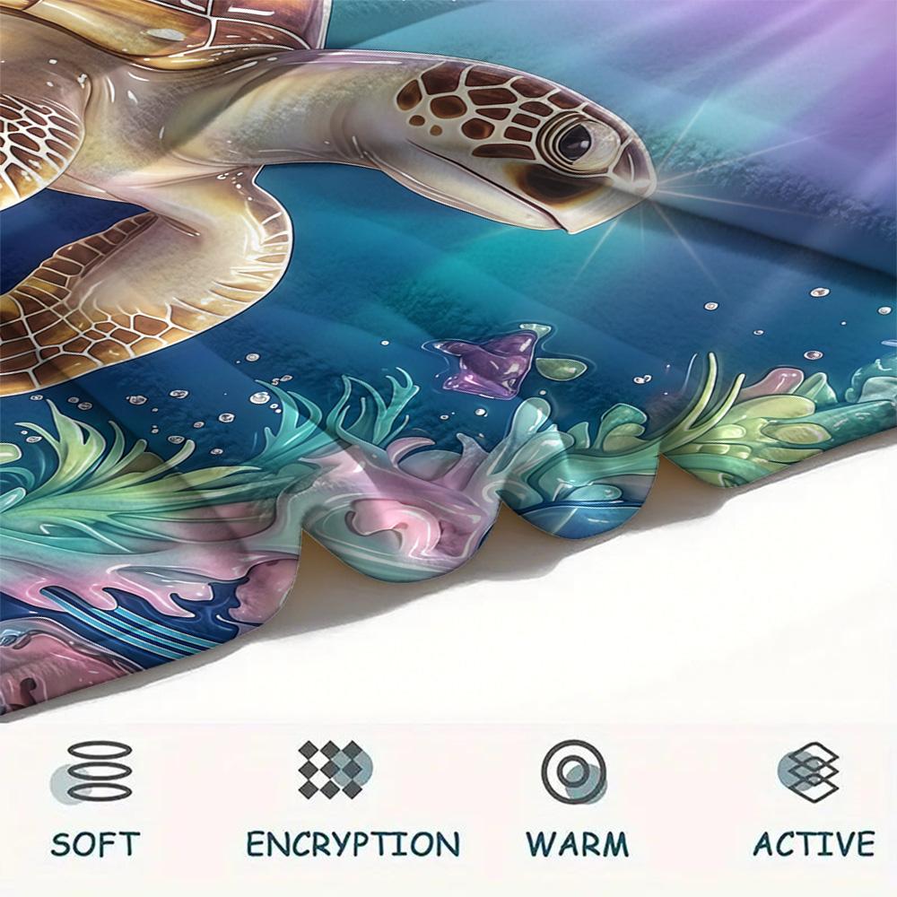 1 шт. Фланелевое одеяло с принтом в виде черепах, Высококачественное, Удобное для всех сезонов, Декор для дома, Тепло и Уют