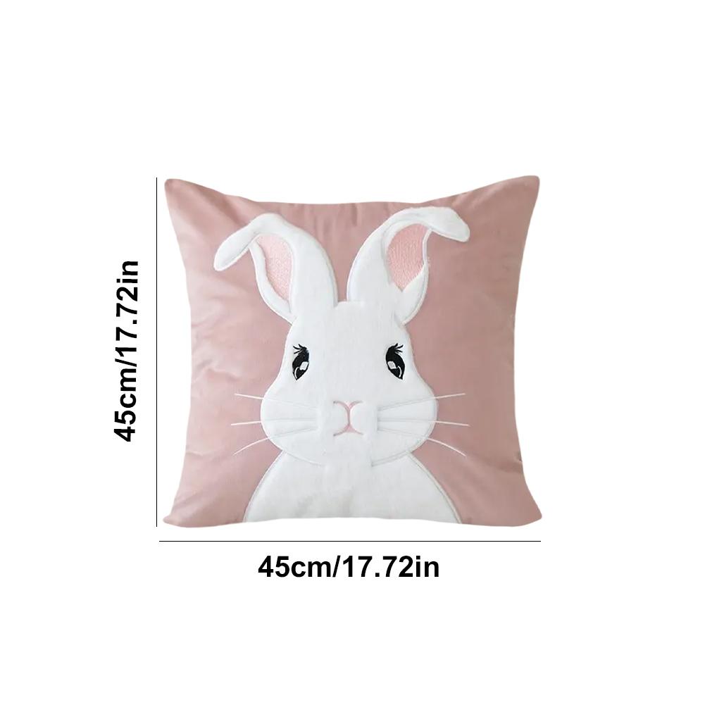 Easter Rabbits Throw Pillow Cover 45x45cm Happy Easter Pillow Cover Bunny Soft Cushion Case Decorative Pillow Covers for Home