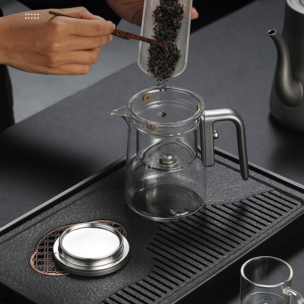 Water Separation Glass Teapot 600ml Transparent Magnetic Glass Tea Pot with Infuser and Lid